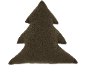 Bruin pluizig decoratief kussen in de vorm van een kerstboom.