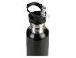 Zwarte RVS waterfles met rietje.