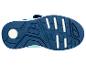 Onderkant van een blauw-witte kinderzool met grip patroon.