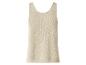 Beige, eenvoudig mouwloos damestopje met ronde hals.