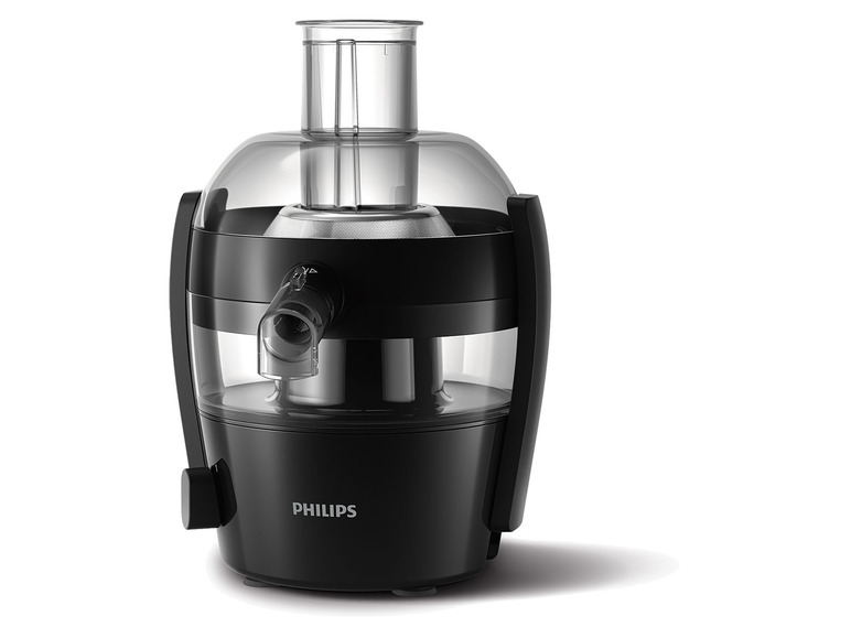 Een zwarte Philips slowjuicer.