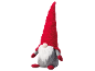 Kerst decoratieve kabouter met een rode muts, witte baard en grijs lichaam.