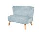 Lichtblauwe gestoffeerde fauteuil met houten poten