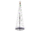Verlichte kerstboom met een ster bovenaan, op een witte achtergrond.