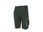 Groene werkshorts met zijzakken en lichtgroene accenten.