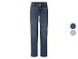 Dames straight-leg jeans in donkerblauw met gewassen details.