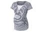 Gestreept zwangerschaps- en borstvoedingstopje met korte mouwen en V-hals