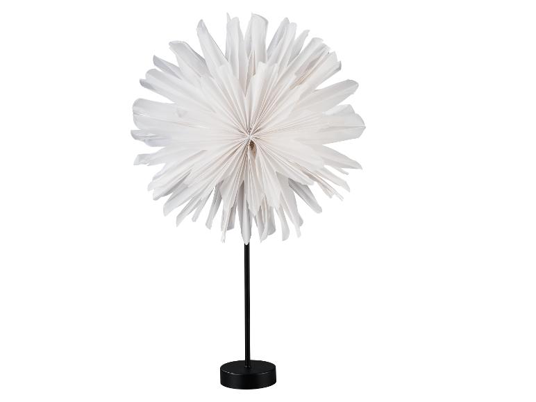 Witte papieren bloem op zwarte standaard