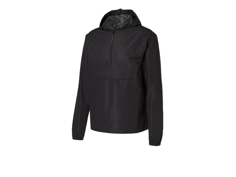 Een zwart Puma windjack met capuchon.