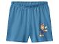 Blauwe kinderbroek met cartoonhondenprint.