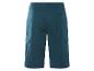 Donkerblauwgroene cargo shorts.