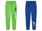 Groene Minecraft en blauwe Super Mario joggingbroeken.