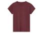 Bordeauxkleurig t-shirt met korte mouwen.