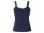 Donkerblauwe geribbelde camisole met kanten rand