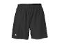 Zwarte sportshorts met elastische tailleband en geperforeerde details.