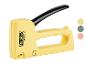 Gele LIVARNO® R53 handtacker met zwart handvat en merklogo.