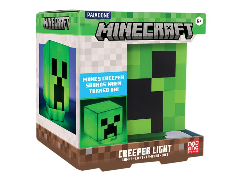 Minecraft Creeper lampdoos die geluiden maakt wanneer ingeschakeld.