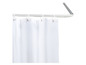Een witte douchegordijn met een gebogen douchestang