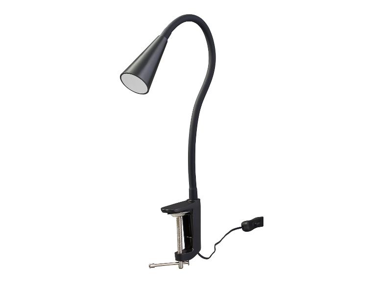 Zwarte bureaulamp met flexibele arm en klembevestiging