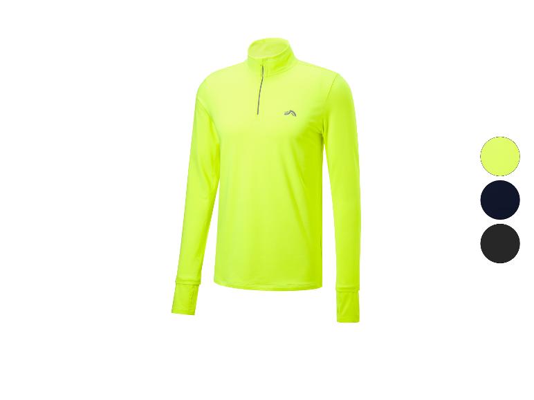 Een neongroen sportshirt met lange mouwen en rits, met kleuropties.