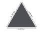 Diagram van een gelijkzijdige driehoek van ongeveer 415 cm per zijde.