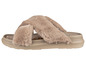 Beige slippers met faux fur banden.