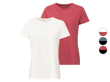 esmara® Dames T-shirt, 2 stuks, nauwsluitend van stretchjersey