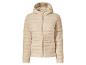 Lichtbeige gewatteerde jas met capuchon en rits