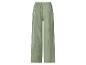 Groene wijde broek met elastische tailleband.