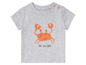 Een grijs t-shirt met een krab en de tekst 'sea you later'.