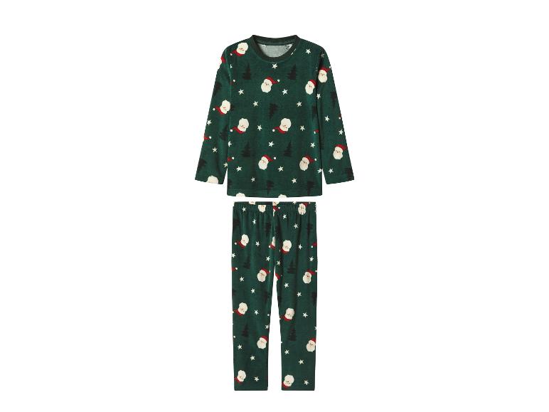 Groene pyjama met kerstman- en kerstboomprint
