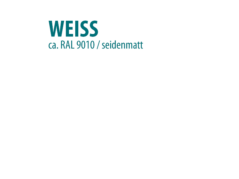 Weiss RAL 9010, zijdemat afwerking.