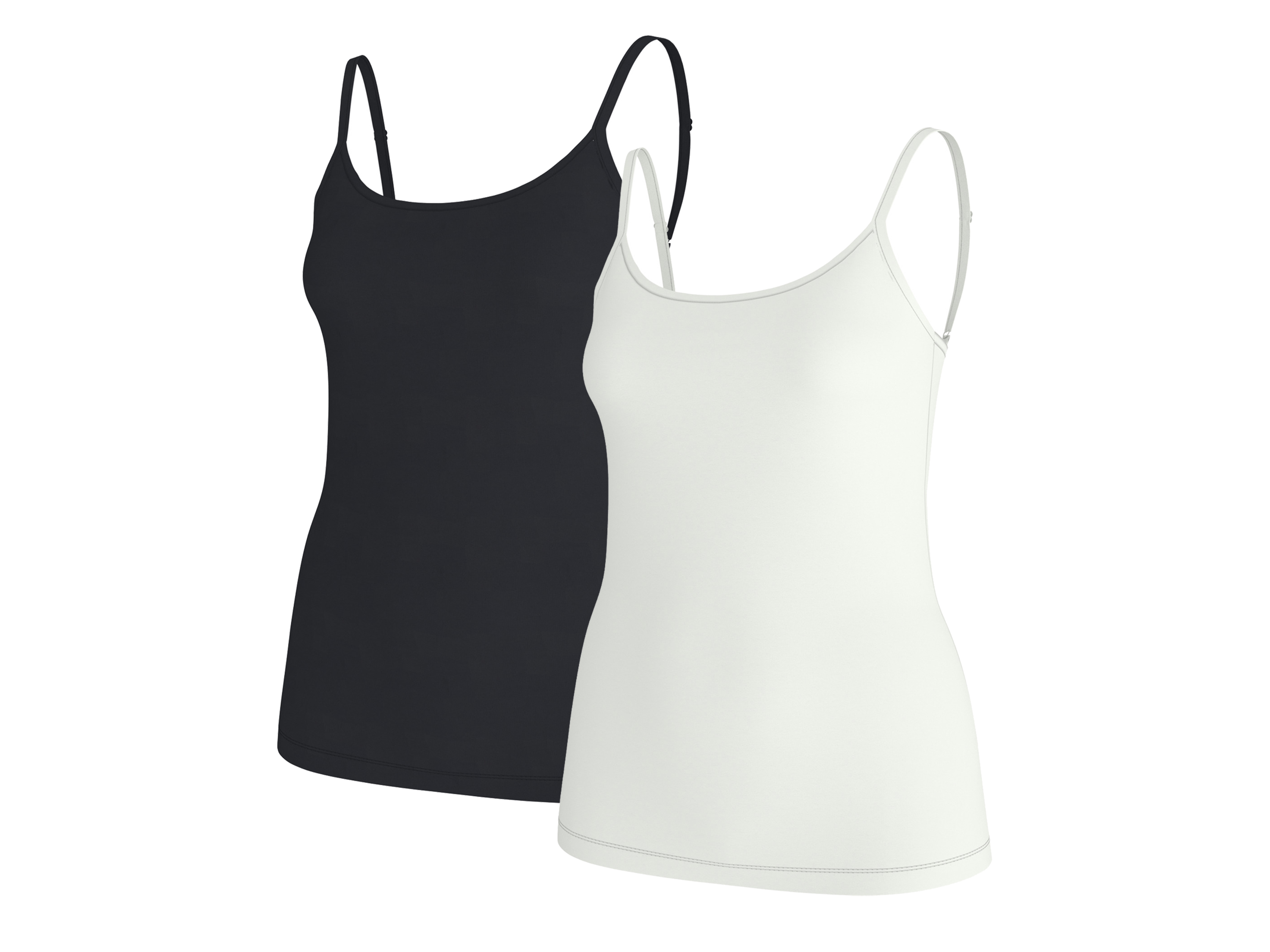 ESMARA Set van 2 dames spaghettitops (Zwart/wit, S (36/38))