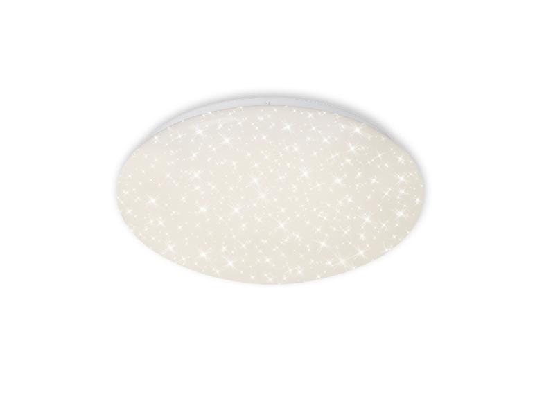 Ronde plafondlamp met een sprankelend sterrenpatroon op een lichte achtergrond.