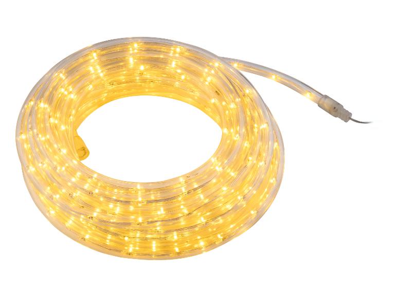 Gele LED-touwverlichting, opgerold, met transparante kabel