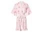 Lichtroze satijnen badjas met roze hartjespatroon