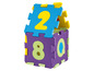 Een stapel kleurrijke schuimrubberen puzzelstukken met de nummers 2 en 8.