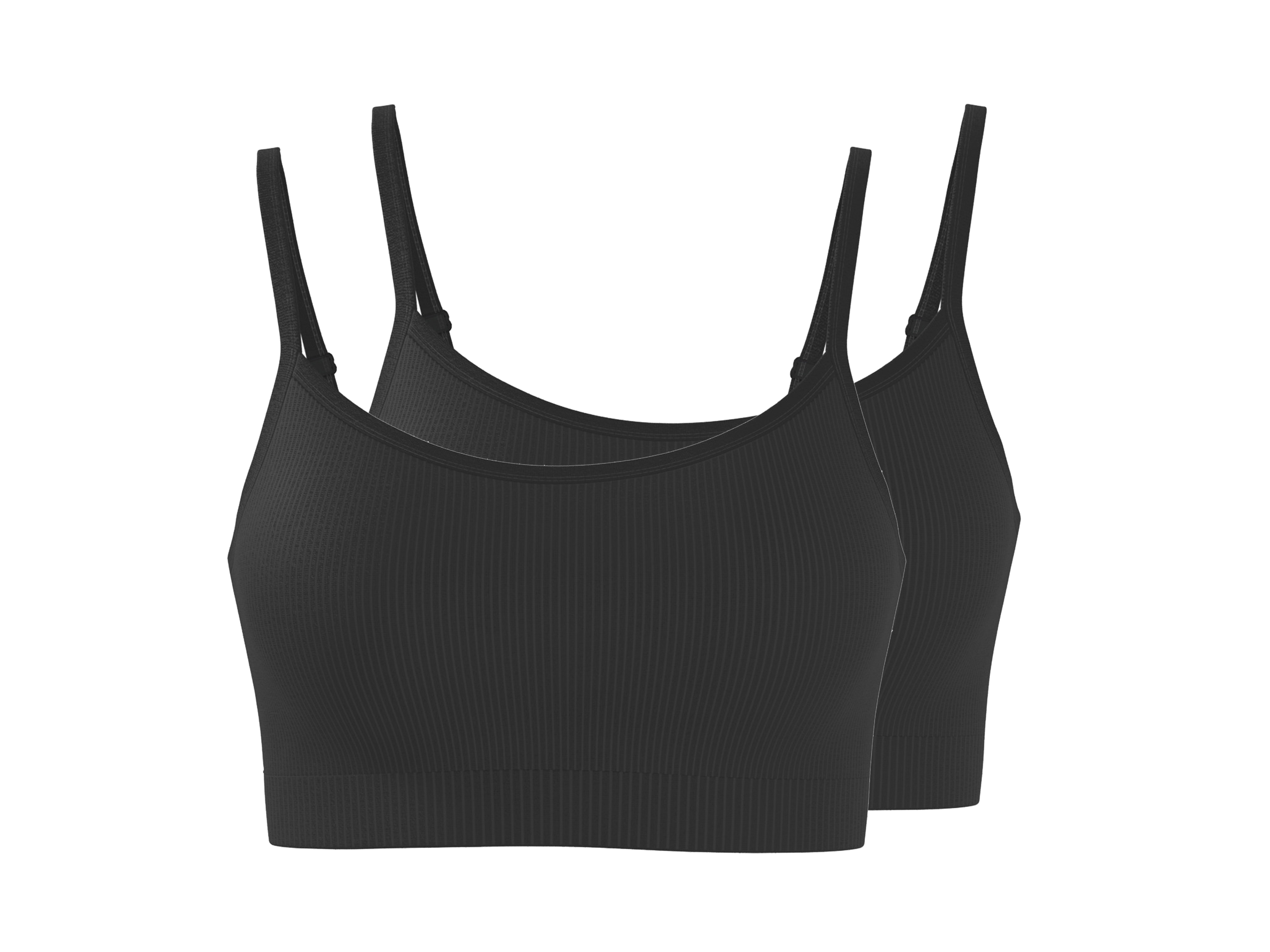 ESMARA Set van 2 dames geribde bustiers (Zwart, L (44/46))