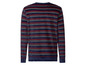 Een gestreept donkerblauw en rood velours longsleeve shirt.