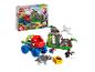 LEGO Marvel Team Spidey Dino Crawler Rescue set met voertuig, figuren en landschap.