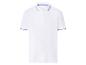 Wit herenpoloshirt met blauw gestreepte kraag en mouwboorden