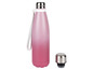 Een roze thermosfles met een wit handvat.