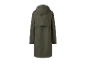 Grijze damesregenjas met capuchon.