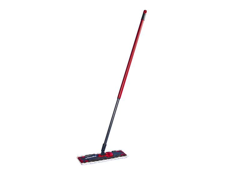Een Vileda mop met een rode steel.