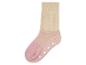Beige en roze babysokken met antislip stippen.