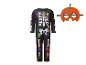 Skelet jumpsuit met Halloween Patrol-thema en pompoenmasker.