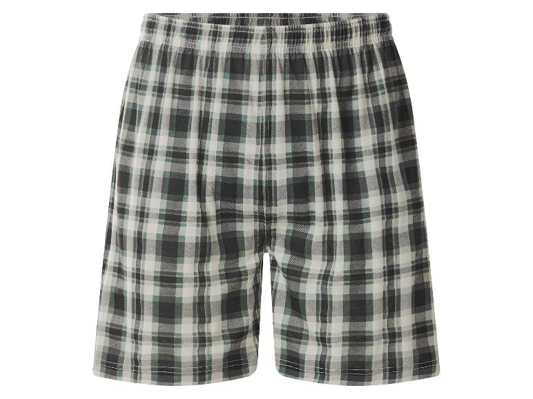 Donkergroene, grijze en witte geruite pyjamashorts met elastische tailleband