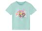 Lichtblauw kinder-T-shirt met korte mouwen en print van Skye van Paw Patrol, een regenboog en bloemen.