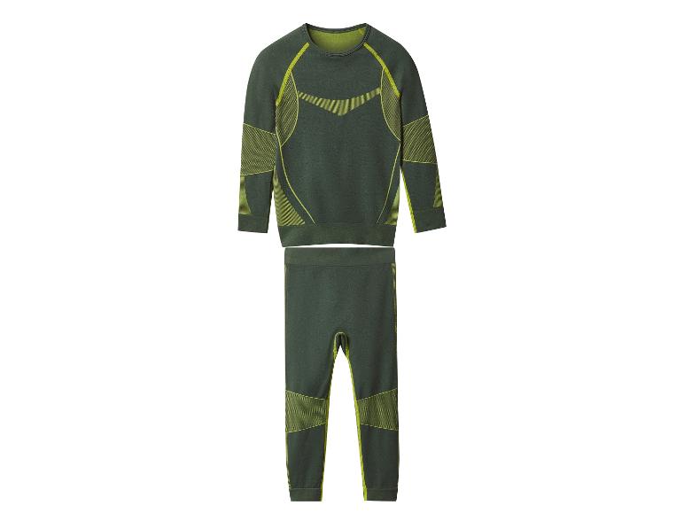 Donkergroene thermokleding set met geelgroene details.