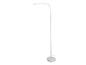 Witte LED vloerlamp met gebogen lampkop en ronde voet
